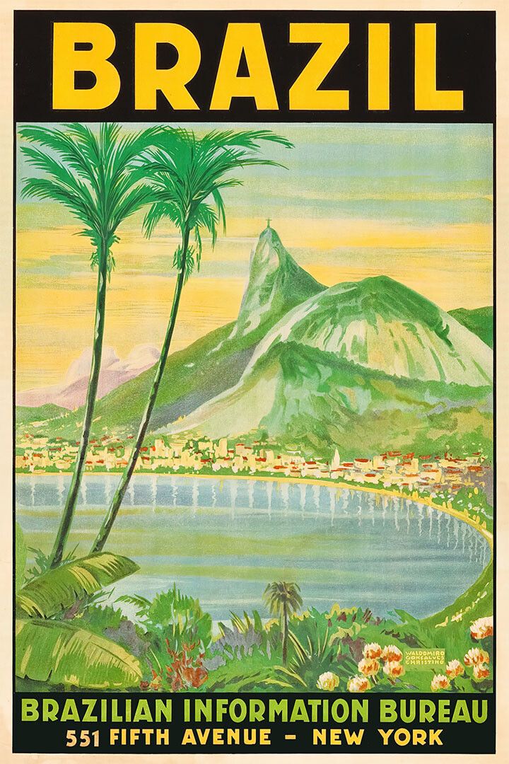 1930S Brazil Rio De Janeiro Bay Vintage Style Travel Keychain