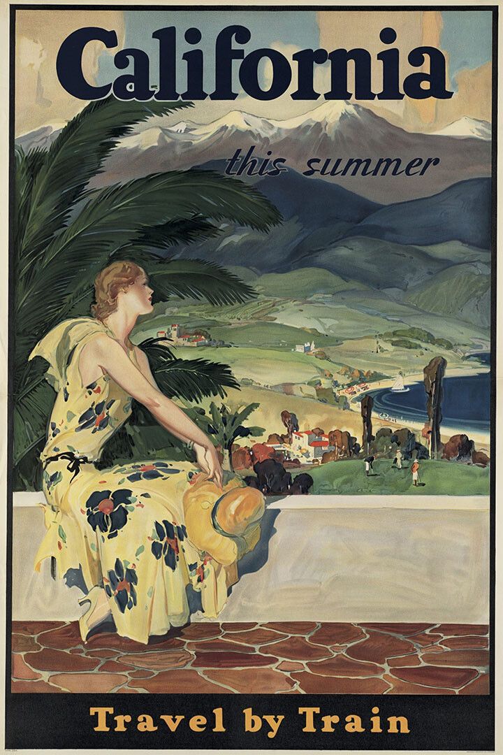 1930S California Summer Travel By Train Vintage Style Magnet