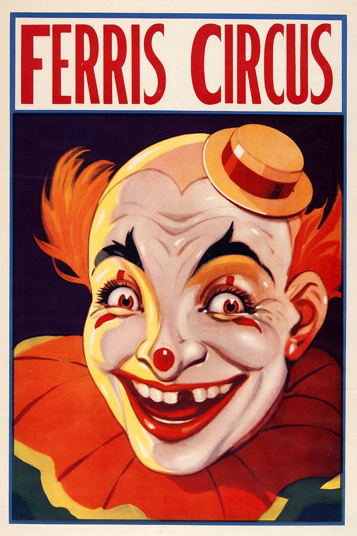 1930S Clown Ferris Circus Creepy Clown Magnet