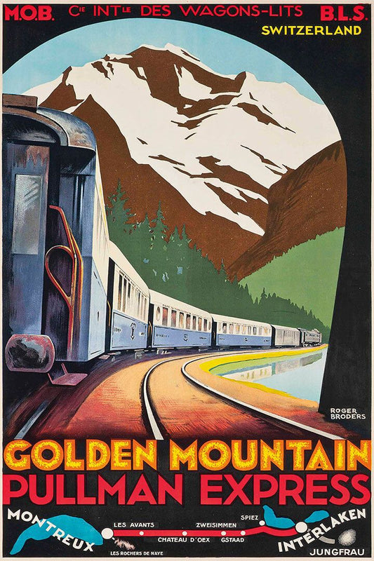 1930S Golden Mtn Pullman Express Vintage Train Travel Magnet