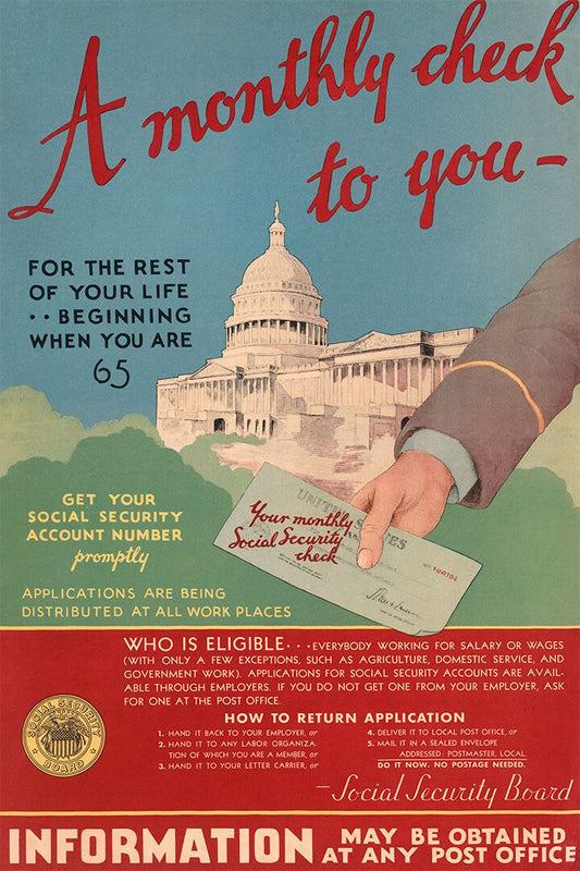 1930S Government Advertisement Social Security Information Wall Poster