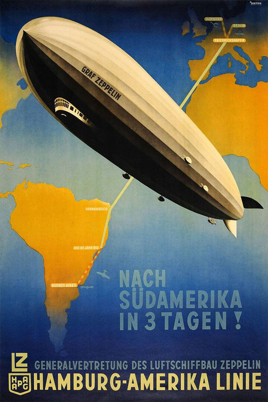 1930S Graf Zeppelin Vintage Style German Blimp Travel Magnet