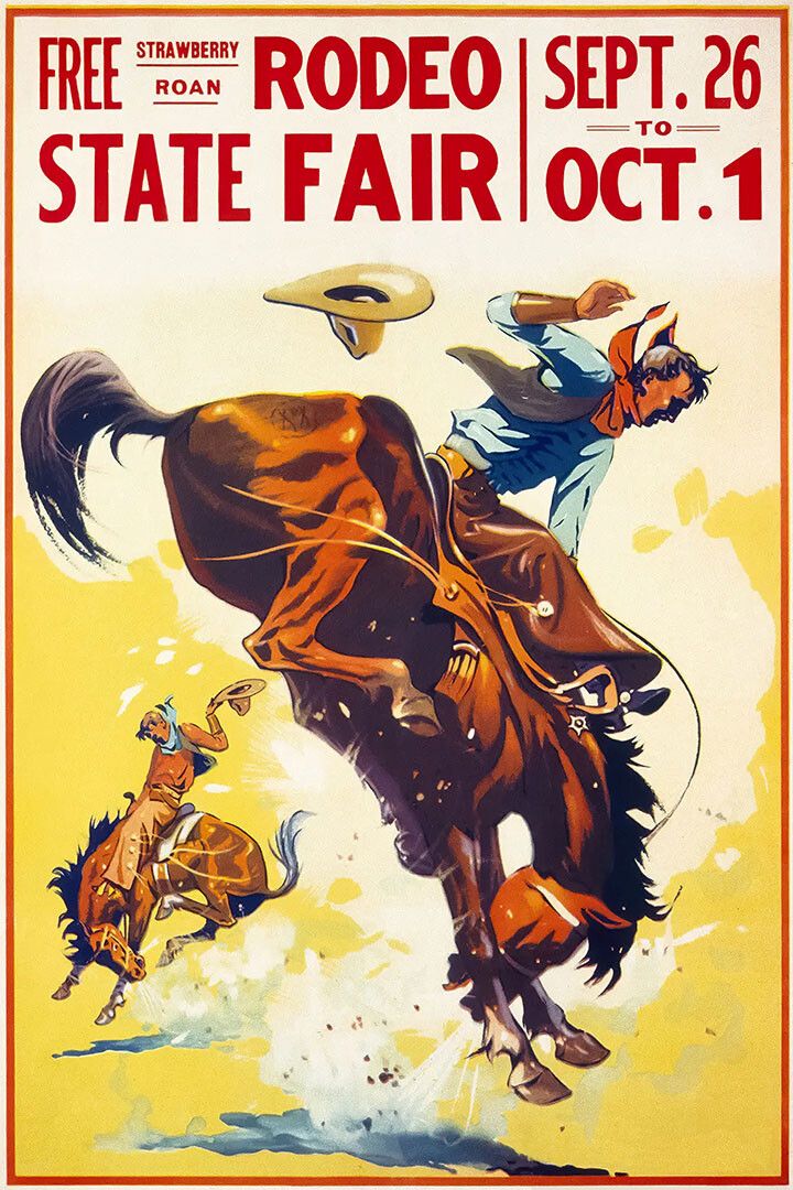 1930S State Fair Rodeo Cowboy Vintage Style Western Wall Art Poster