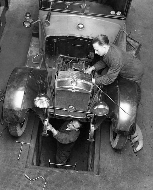 1930S Two Mechanics Repairing A Classic Car Retro Vintage Poster Photo
