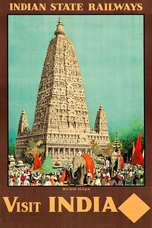 1930S Visit India Budh Gaya Vintage Style Railway Travel Keychain