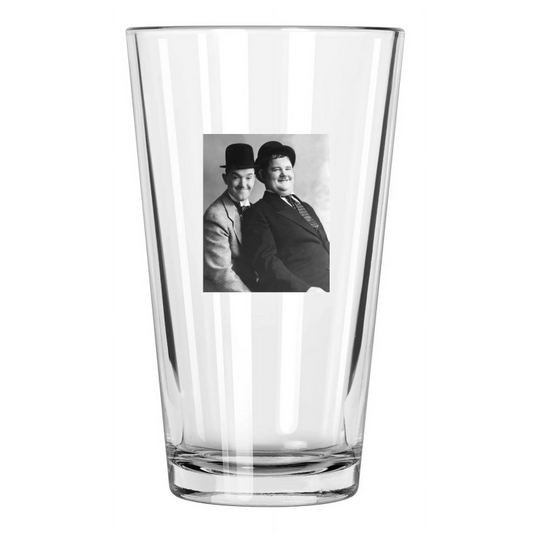 1931 Actors Laurel And Hardy Photo Portrait Pint Beer Drinking Glass
