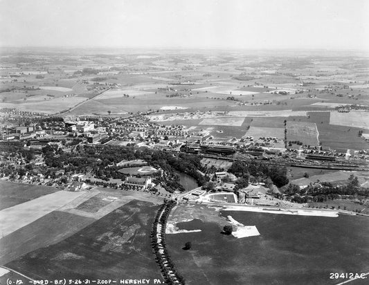 1931 Aerial View Of Hershey Pennsylvania Old Vintage Keychain Reprint
