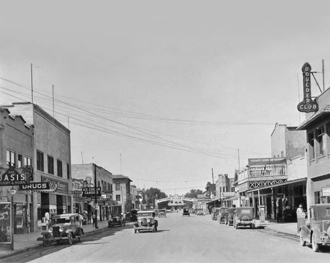 1931 Downtown Las Vegas Glossy Photo Casino Print Fremont Street Poster