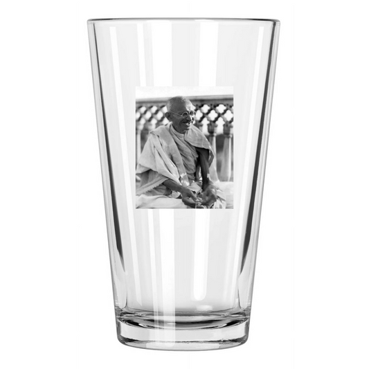 1931 Leader Mohandas Karamchand Gandhi 'Spinning Wheel' Pint Beer Drinking Glass