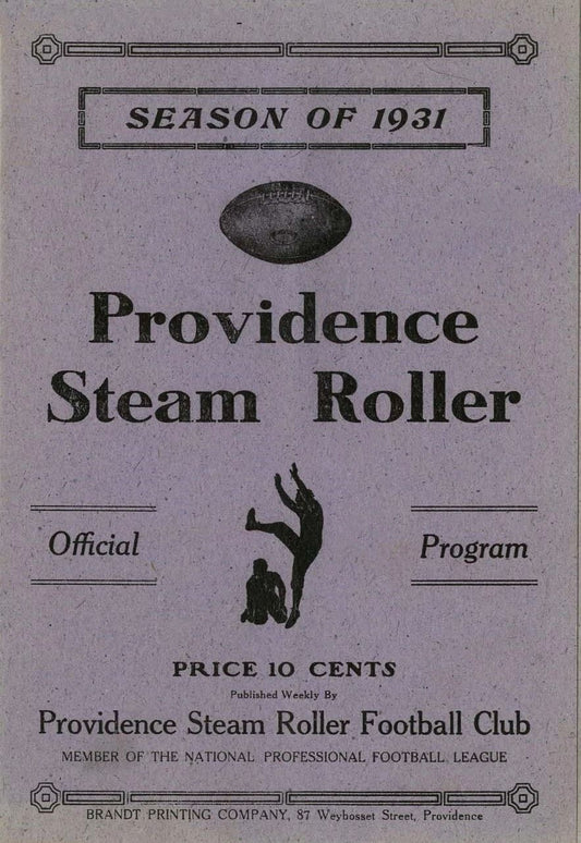 1931 Providence Steam Rollers Keychain Football Nfl Picture Roller