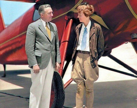 1932 Aviator Amelia Earhart Navigator Fred Noonan Keychain Picture Keychain