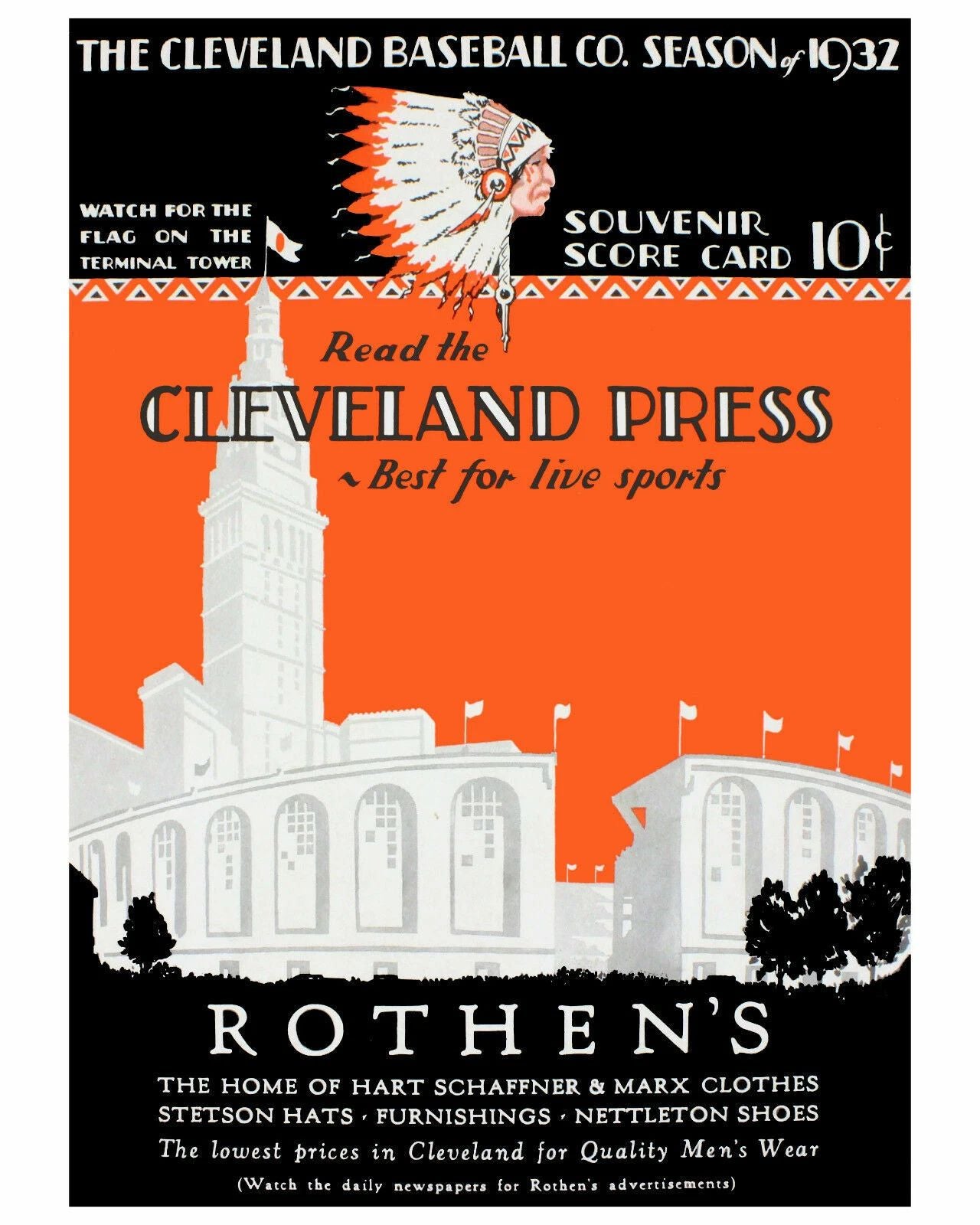 1932 Cleveland Indians Keychain Baseball Picture Mlb