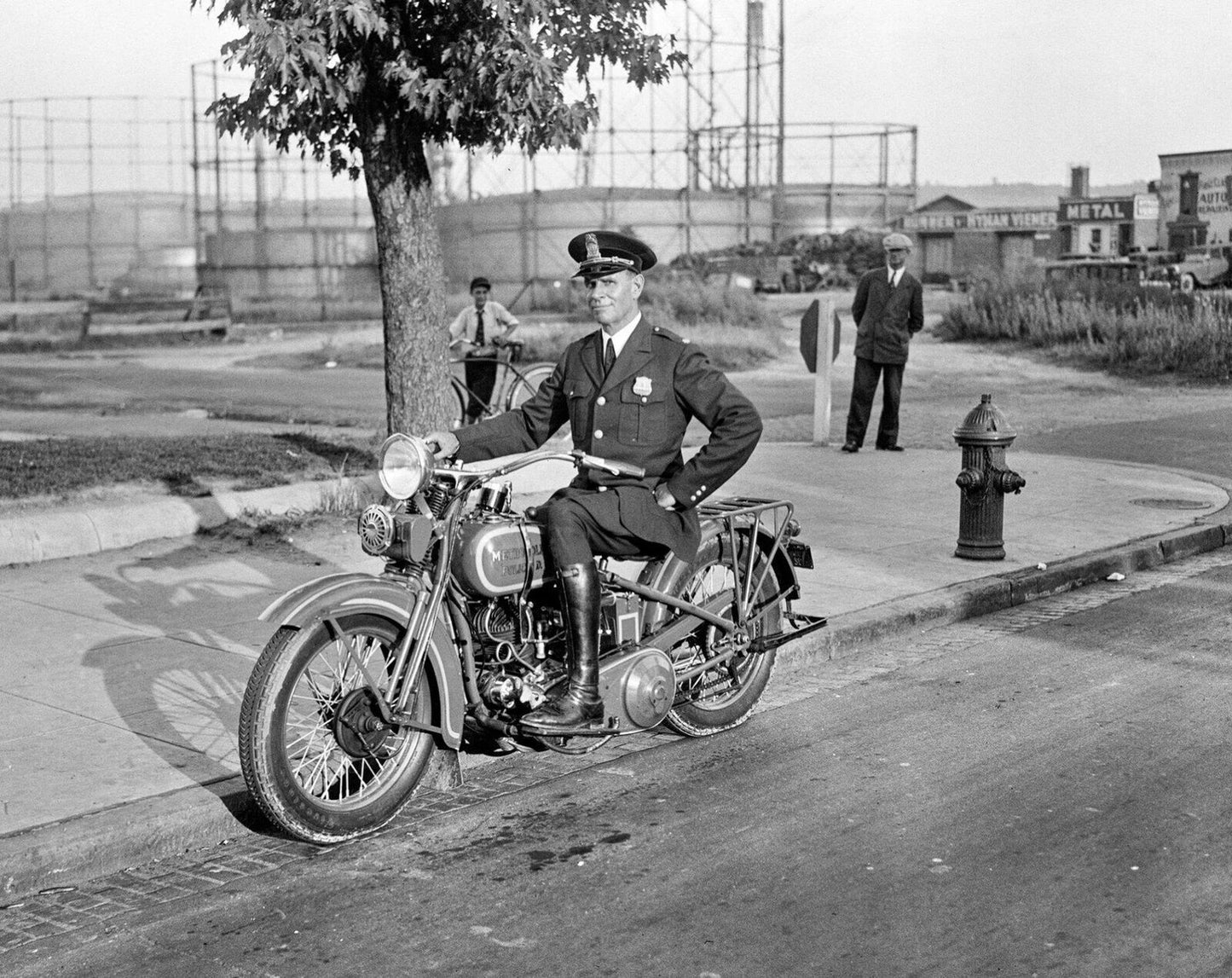 1932 Dc Police Motorcycle Classic Retro Police Officer Picture Keychain
