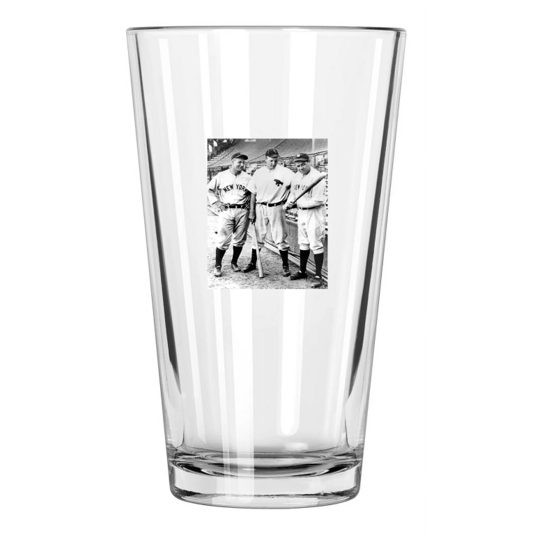 1932 New York Yankees Lou Gehrig And Babe Ruth Baseball Pint Beer Drinking Glass