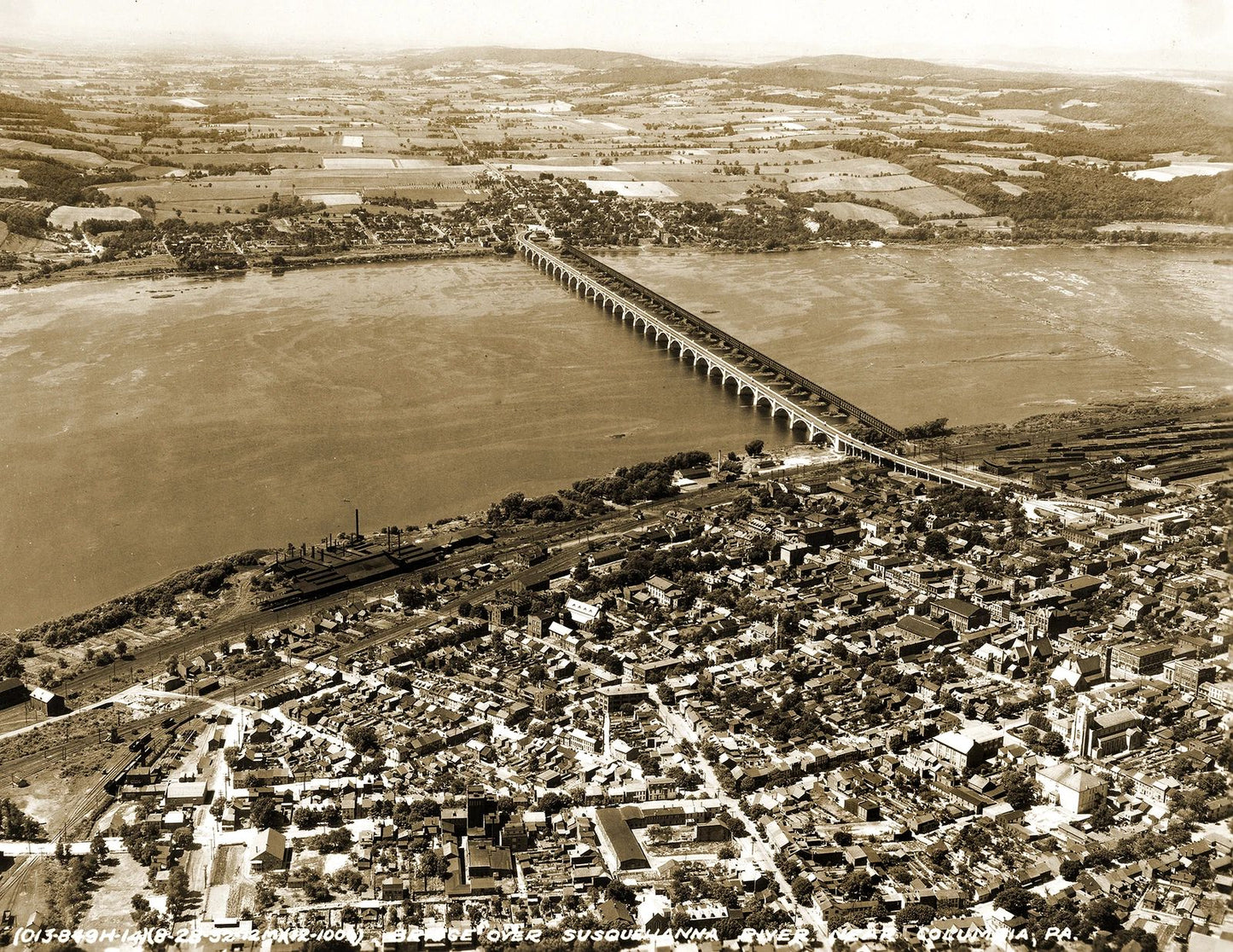 1932 Susquehanna River & Columbia Pa Pennsylvania Old 300 Piece Jigsaw Puzzle