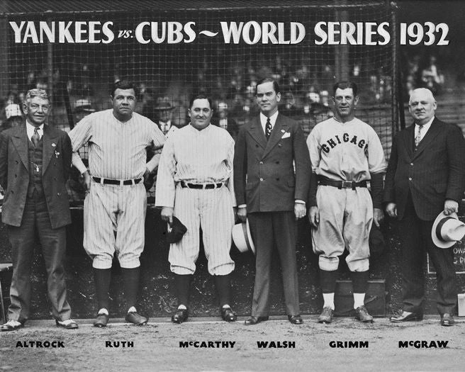 1932 World Series Cubs Vs Yankees Glossy Magnet Babe Ruth Charlie Grimm