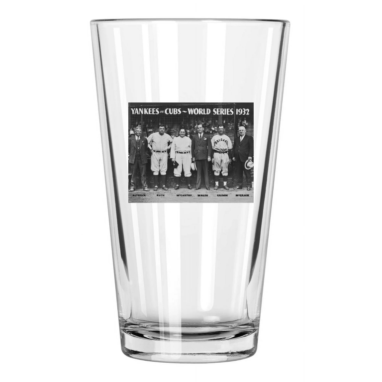 1932 World Series Cubs Vs Yankees Babe Ruth Charlie Grimm Pint Beer Glass