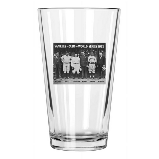 1932 World Series Cubs Vs Yankees Babe Ruth Charlie Grimm Pint Beer Glass