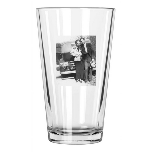 1933 Bonnie And Clyde Photo Criminals And Bank Robbers Pint Beer Drinking Glass