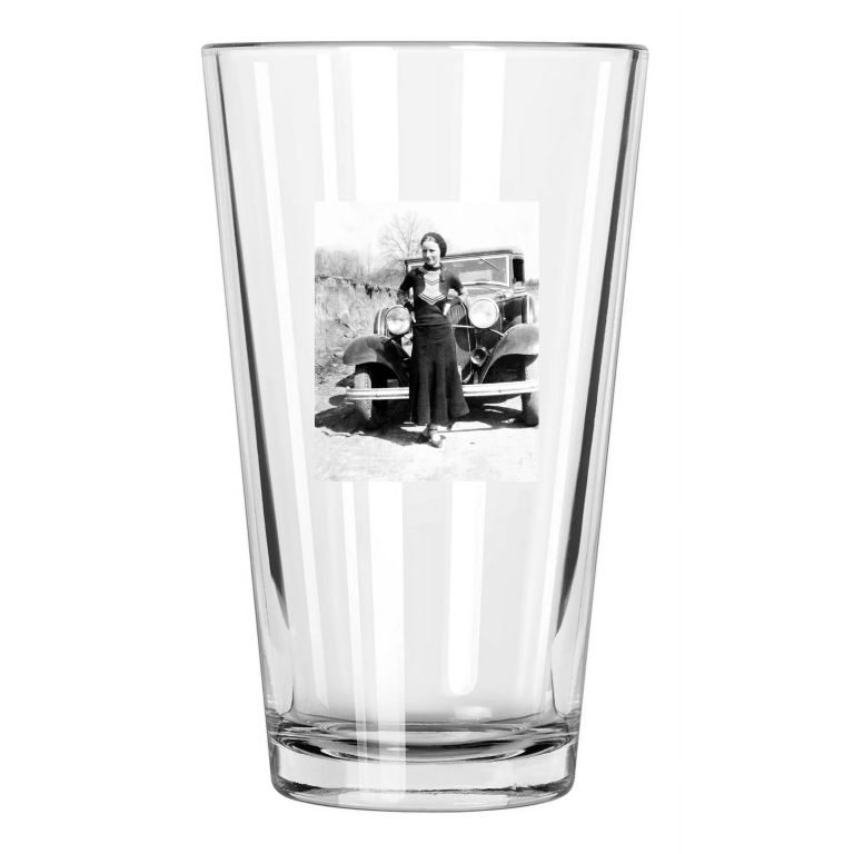 1933 Bank Robber Bonnie Parker Photo Criminal Clyde Pint Beer Drinking Glass