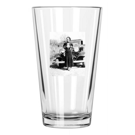 1933 Bank Robber Bonnie Parker Photo Criminal Clyde Pint Beer Drinking Glass