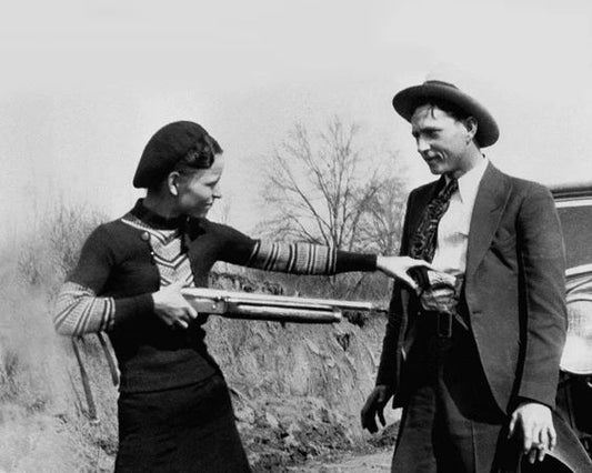 1933 Bank Robbers Bonnie And Clyde Glossy Keychain Criminal Print Gun Keychain