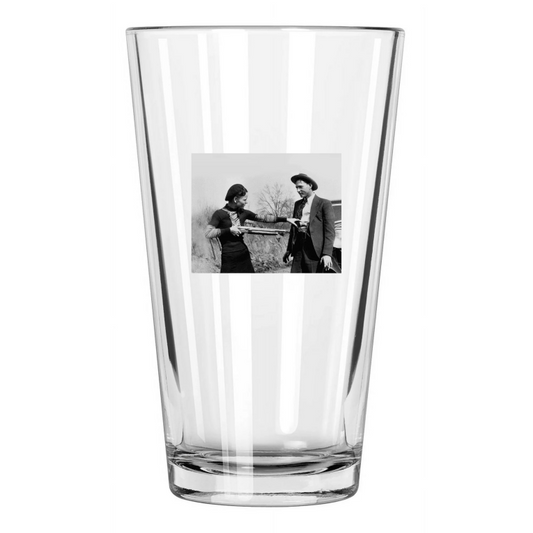 1933 Bank Robbers Bonnie And Clyde Photo Criminal Gun Pint Beer Drinking Glass