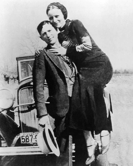 1933 Bank Robbers Bonnie And Clyde Glossy Keychain Criminal Keychain