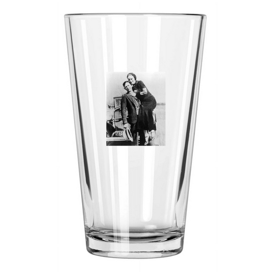 1933 Bank Robbers Bonnie And Clyde Photo Criminal Pint Beer Drinking Glass