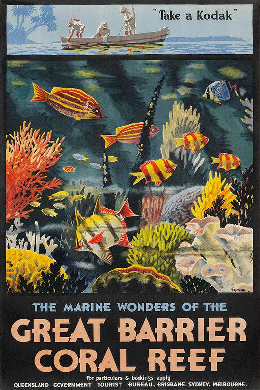 1933 Great Barrier Coral Reef Vintage Style Travel Magnet
