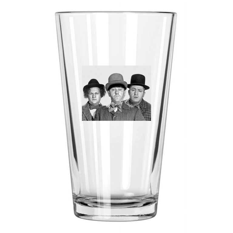 1933 'Hello Pop' 3 Three Stooges Larry, Moe And Curly Pint Beer Drinking Glass