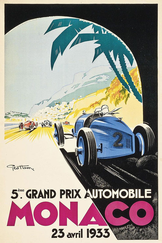 1933 Monaco Blue Race Car Vintage Style Grand Prix Racing Jigsaw Puzzle