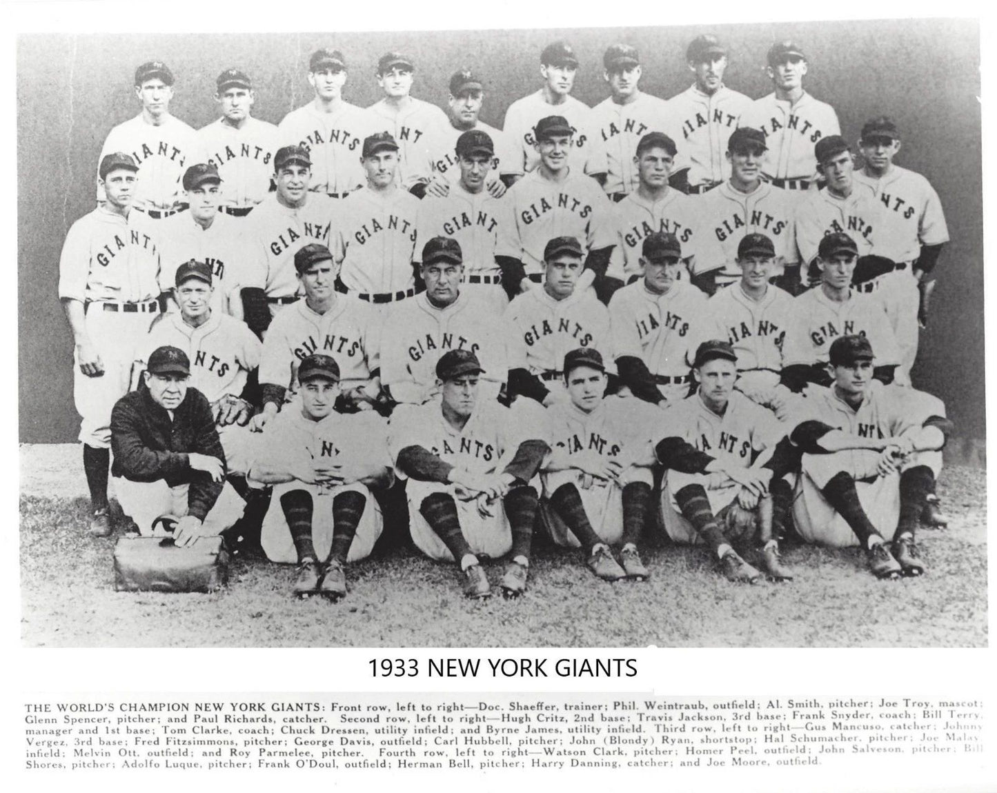 1933 New York Giants Team Keychain Baseball Picture Ny Nl Champs Mlb