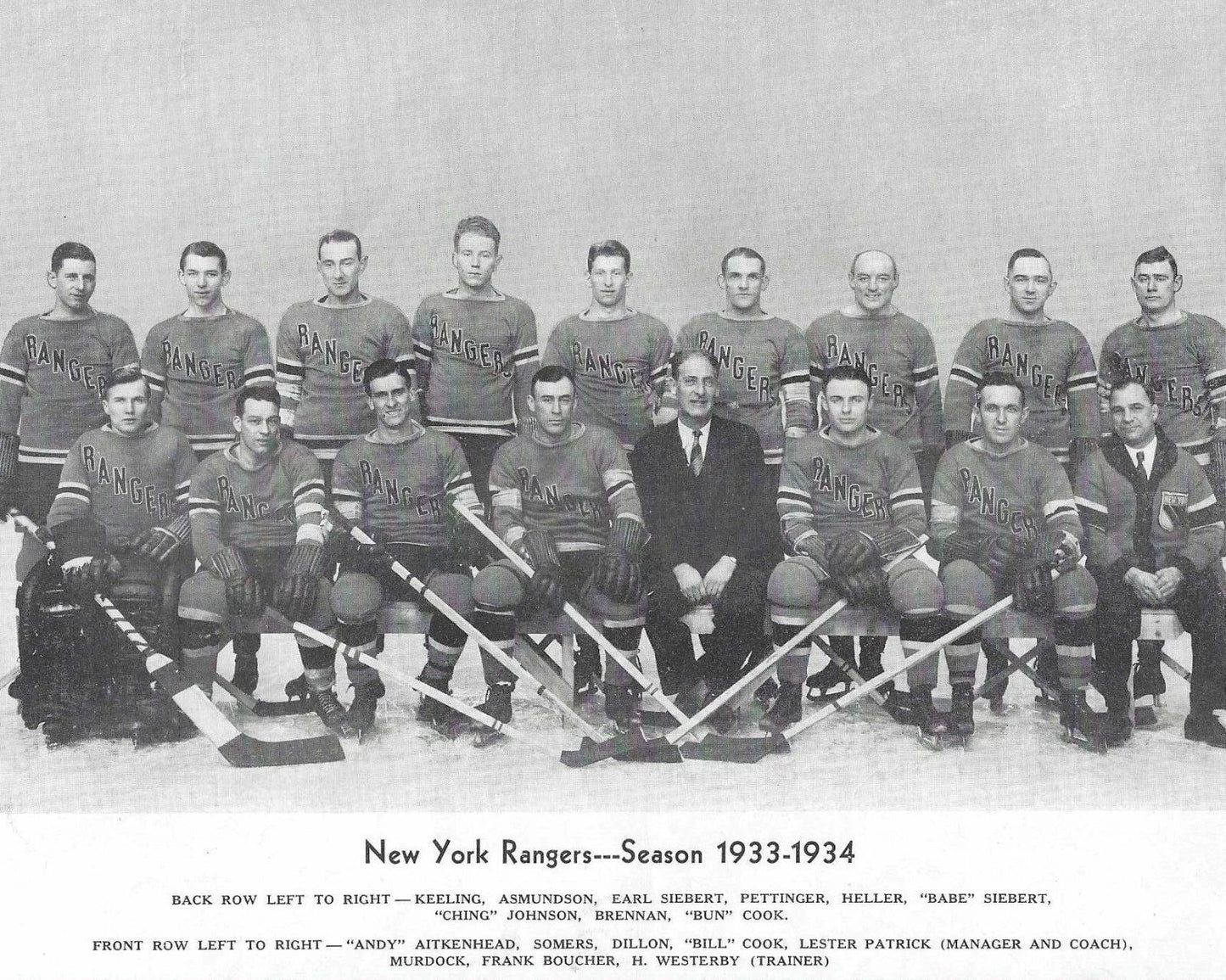 1933 New York Rangers Team Magnet Ny Hockey Picture