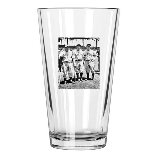 1934 All Stars Babe Ruth, Lou Gehrig And Jimmie Foxx Vintage Baseball Pint Glass