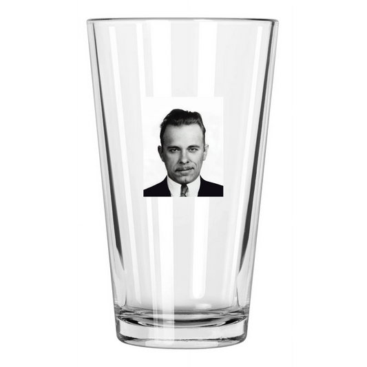 1934 Famous Bank Robber John Dillinger Photo Criminal Pint Beer Drinking Glass