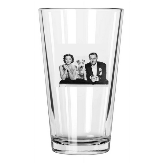 1934 Film The Thin Man Myrna Loy, Asta & William Powell Pint Beer Drinking Glass