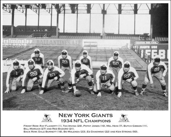 1934 New York Giants Team Glossy Keychain Nfl Champions Print Roster Keychain