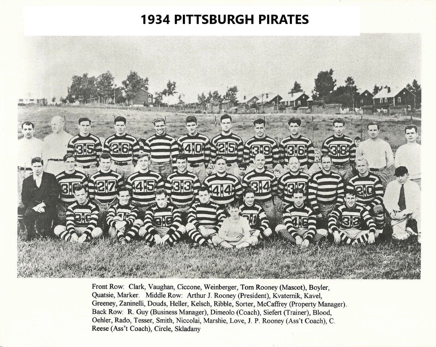 1934 Pittsburgh Steelers Team Keychain Nfl Football Picture Pirates