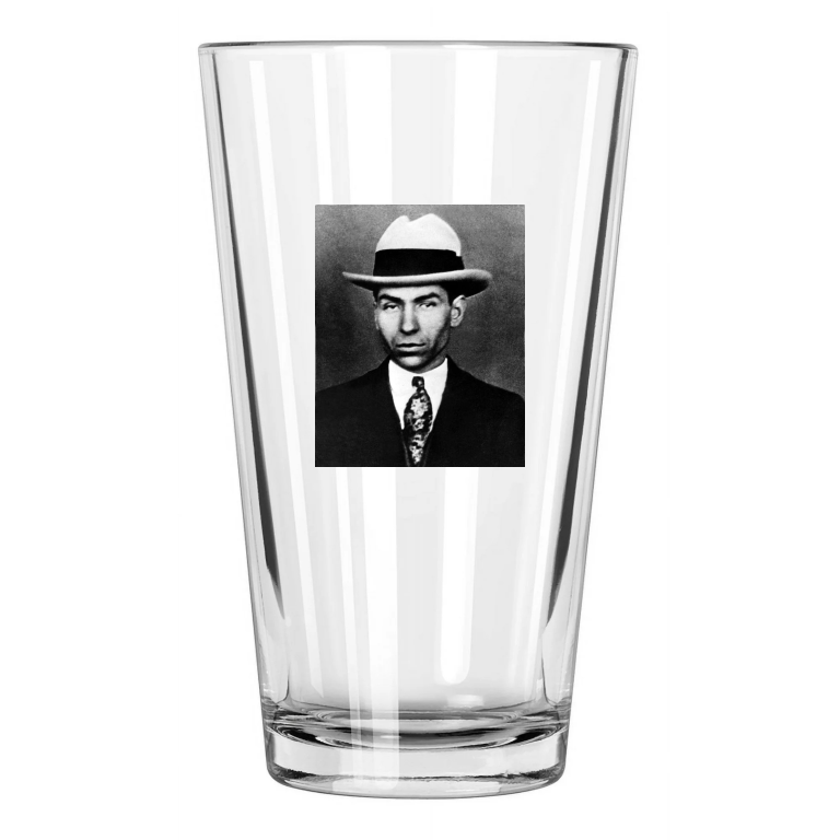 1935 American Gangster Mobster Charles Lucky Luciano Pint Beer Drinking Glass