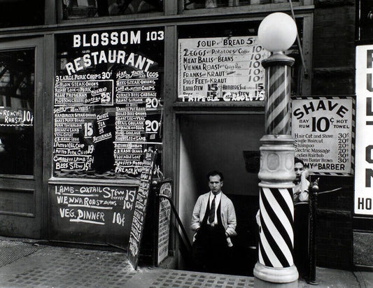 1935 Blossom Restaurant & Barber Shop Ny New York Old Photo Reprint