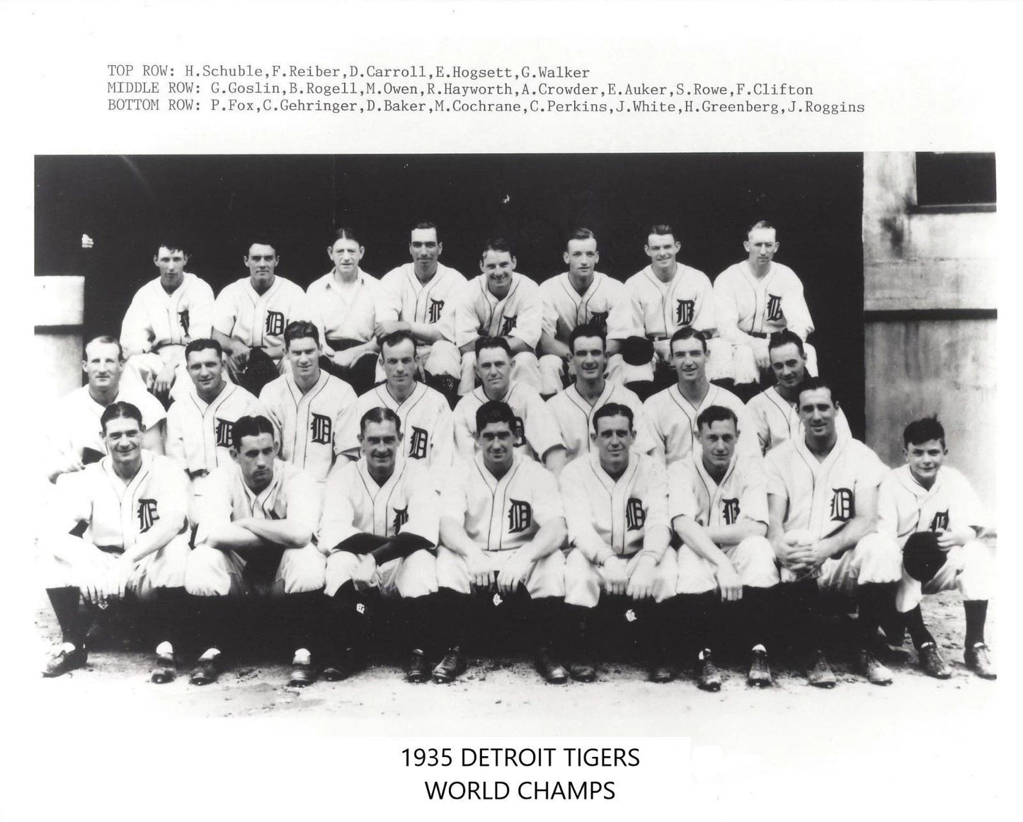 1935 Detroit Tigers Team Photo Baseball Picture World Champs Mlb