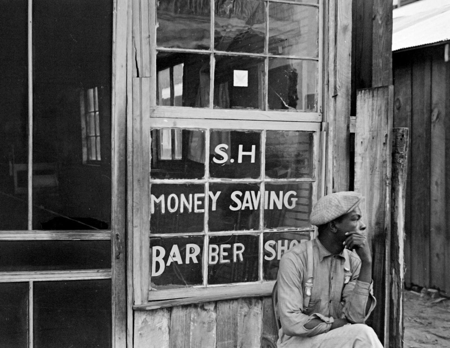 1935 Man Outside Of Barber Shop Natchez Ms Vintage Old 300 Piece Jigsaw Puzzle