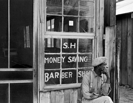 1935 Man Outside Of Barber Shop Natchez Ms Vintage Old Keychain Reprint