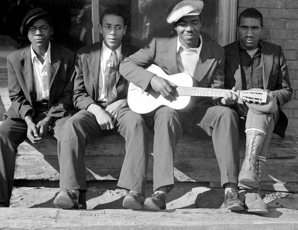 1935 Man With Guitar Scotts Run West Virginia Old Photo Reprint