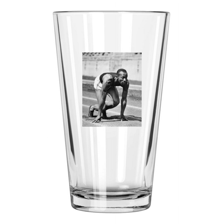 1935 Ohio State Jesse Owens Photo Starting College Pint Beer Drinking Glass