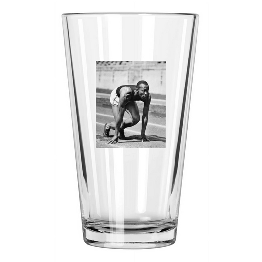 1935 Ohio State Jesse Owens Photo Starting College Pint Beer Drinking Glass