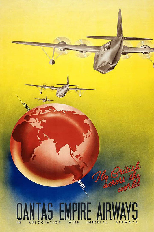 1935 Qantas Empire Airways Fly British Vintage Travel Jigsaw Puzzle