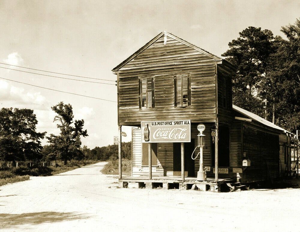 1935 Store & Post Office Sprott Al Old Vintage Photo Reprint