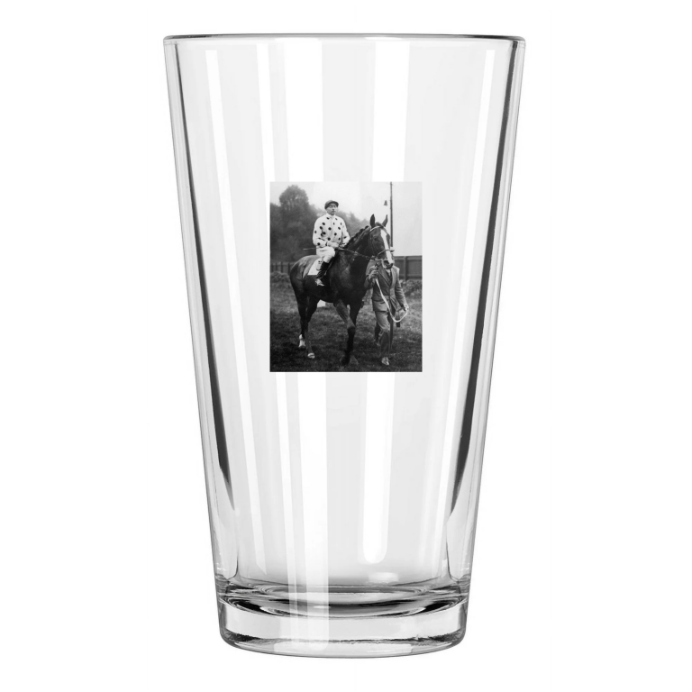 1935 Triple Crown Racehorse Omaha Jockey Pat Beasley Pint Beer Drinking Glass